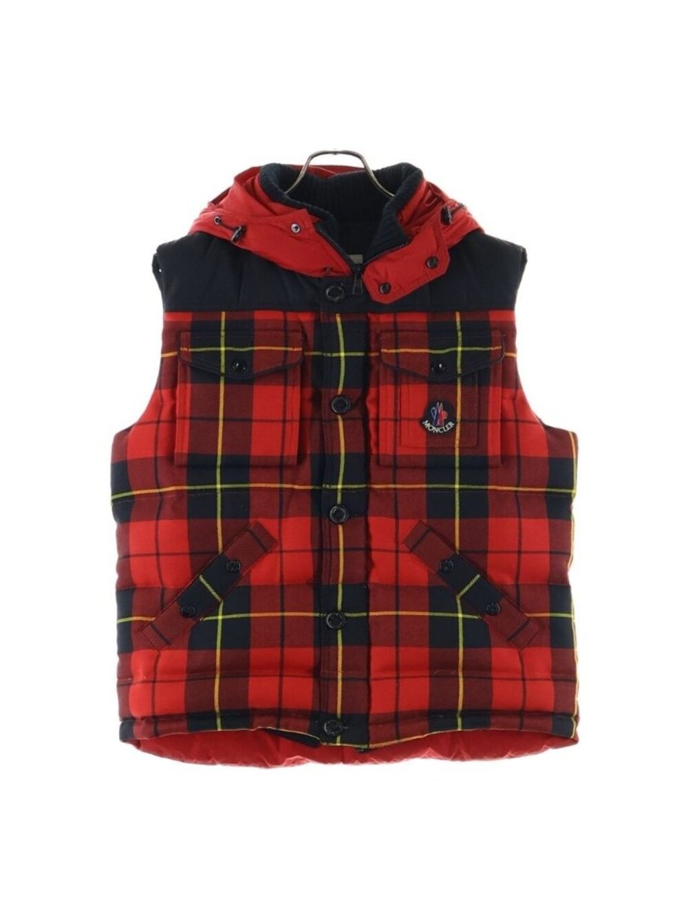Moncler Liberration Tartan Plaid Hooded Down Vest